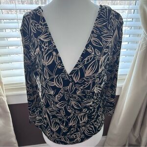 George Black and Tan Leaf Pattern Blouse